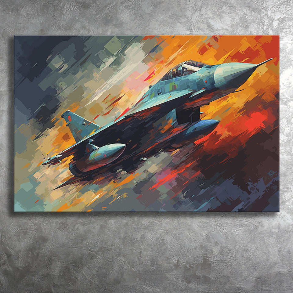 Fighter Jet Wall Art, Aviation Military Painting Art Canvas Prints Wall Art, Home Living Room Decor, Large Canvas