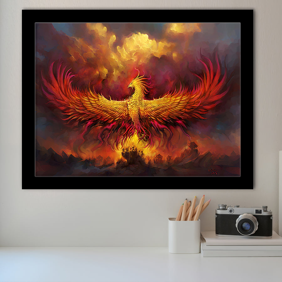 Fire Phoenix Framed Art Prints Wall Decor - Painting Art, Black Frame, Home Decor, Prints for Sale