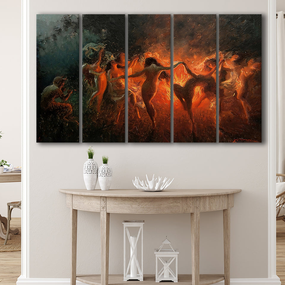 Fire Dance (1889) By Joseph Tomanek, Multi Panels, 5 Pieces B, Canvas Prints Wall Art Home Decor,X Large Canvas