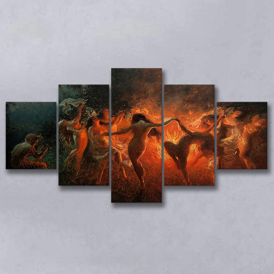 Fire Dance (1889) By Joseph Tomanek, Multi Panels, 5 Pieces, Canvas Prints Wall Art Home Decor