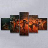 Fire Dance (1889) By Joseph Tomanek, Multi Panels, 5 Pieces, Canvas Prints Wall Art Home Decor