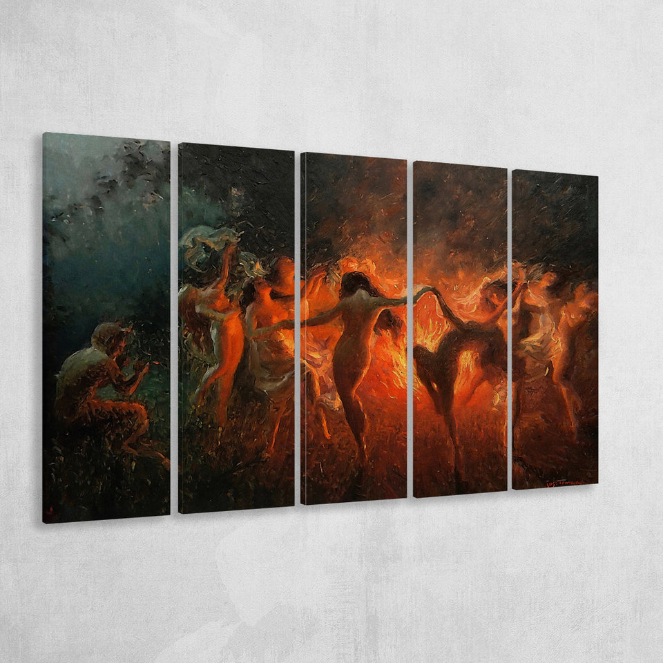 Fire Dance (1889) By Joseph Tomanek, Multi Panels, 5 Pieces B, Canvas Prints Wall Art Home Decor,X Large Canvas