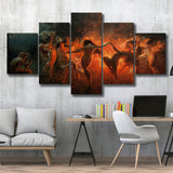 Fire Dance (1889) By Joseph Tomanek, Multi Panels, 5 Pieces, Canvas Prints Wall Art Home Decor
