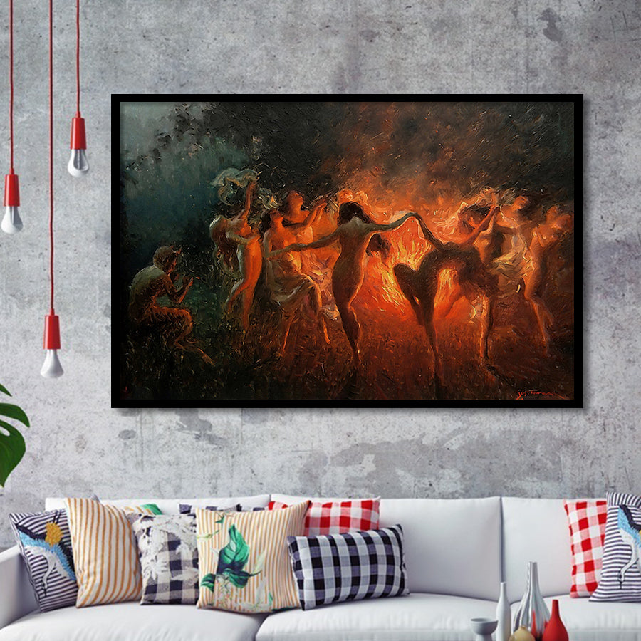 Fire Dance (1889) By Joseph Tomanek, Framed Art Prints Wall Art Home Decor, Ready to Hang