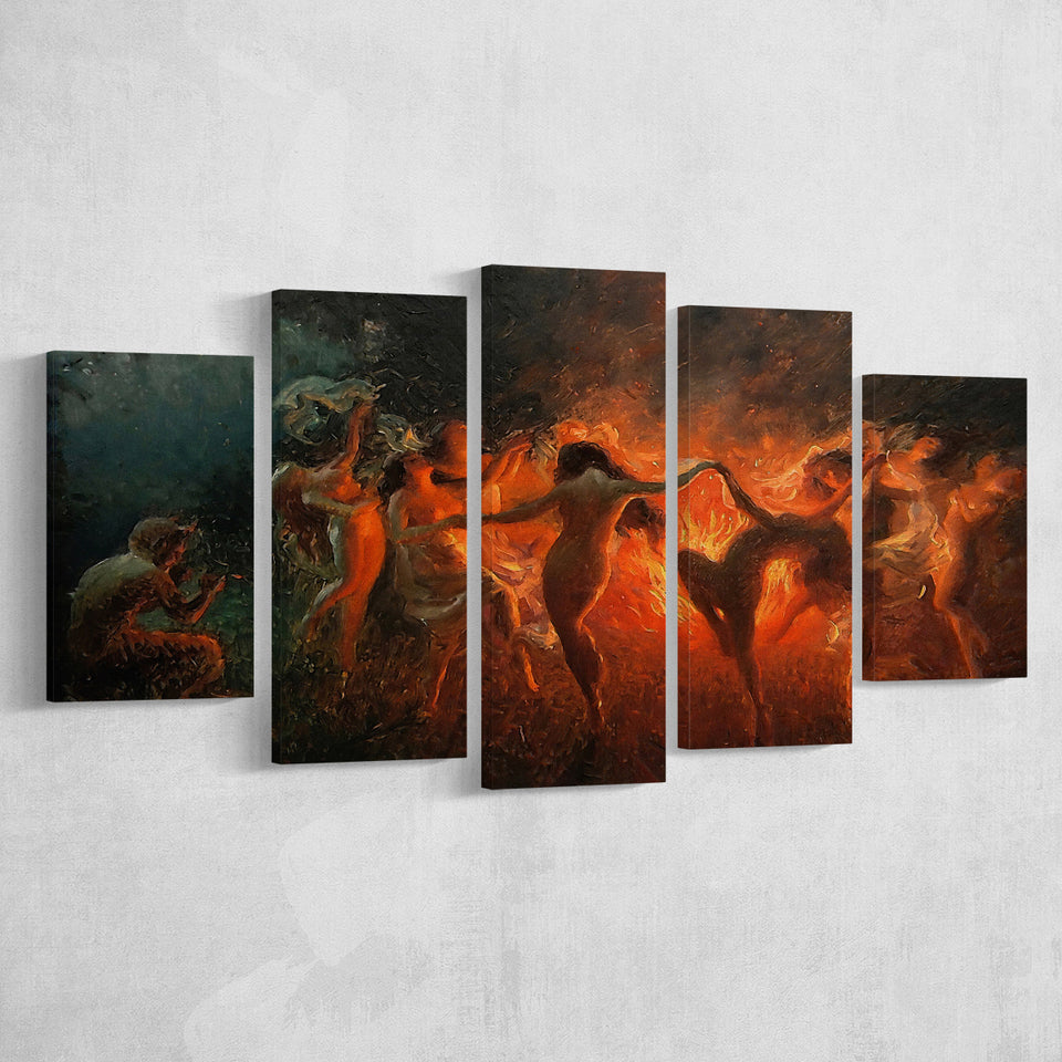 Fire Dance (1889) By Joseph Tomanek, Multi Panels, 5 Pieces, Canvas Prints Wall Art Home Decor