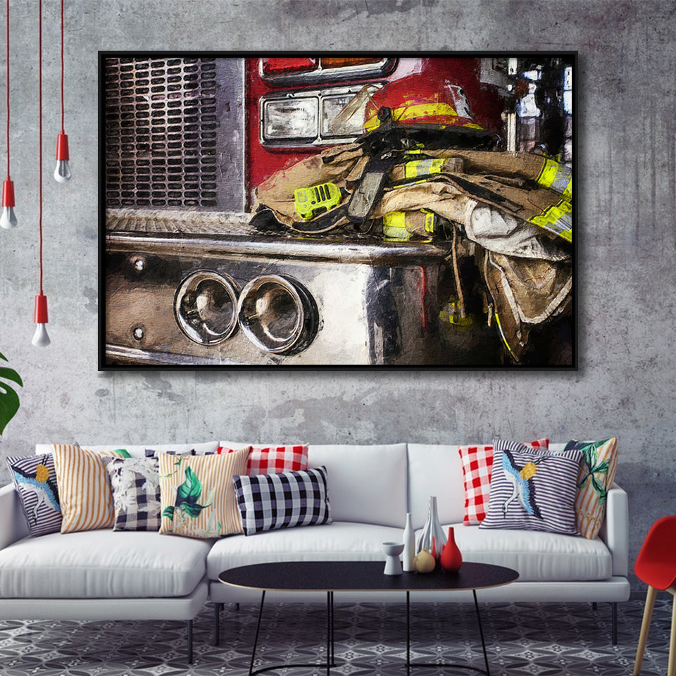 Firefighter Original Fireman Uniform Modern Art for Office Truck Framed Canvas Prints Wall Art Decor - Paiting Canvas, Art Prints