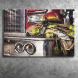 Firefighter Original Fireman Uniform Modern Art Fire Truck Canvas Prints Wall Art Decor - Paiting Canvas, Art Prints, Wall Decor