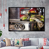 Firefighter Original Fireman Uniform Modern Art for Office Truck Framed Art Prints Wall Decor - Painting Prints, Framed Picture