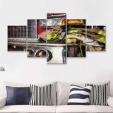 Firefighter Original Fireman Uniform Modern Art for Office 5 Piece Canvas Prints Wall Art Decor - Painting Canvas, Multi Panels