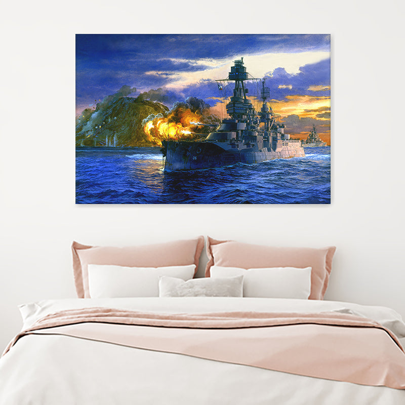 Firepower Of Navy Ship Canvas Wall Art - Canvas Prints, Prints For Sale, Painting Canvas
