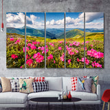 Fireweed highlights the view near Gothic Colorado 5 Pieces Canvas Prints Wall Art - Painting Canvas, Multi Panels, Wall Decor