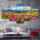 Fireweed highlights the view near Gothic Colorado 5 Pieces Canvas Prints Wall Art - Painting Canvas, Multi Panels, Wall Decor