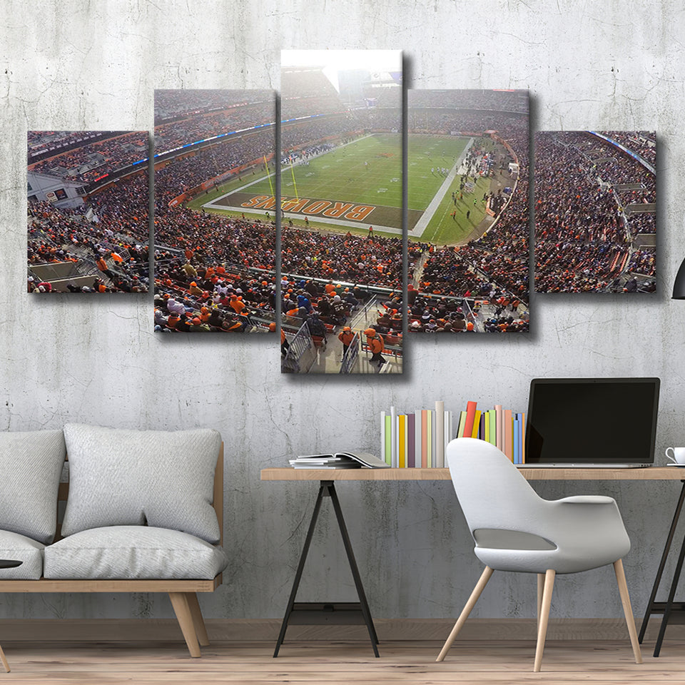 First Energy Wall Art Cleveland Browns Stadium Canvas Prints American,Multi Panels,Sport Stadium Art Prints, Fan Gift
