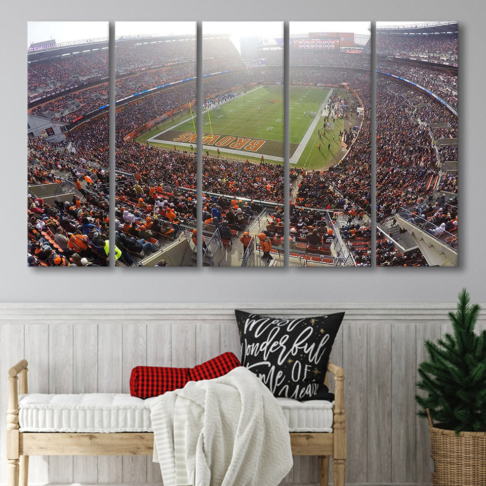 First Energy Wall Art Cleveland Browns Stadium Canvas Prints American,Multi Panels B,Sport Stadium Art Prints, Fan Gift