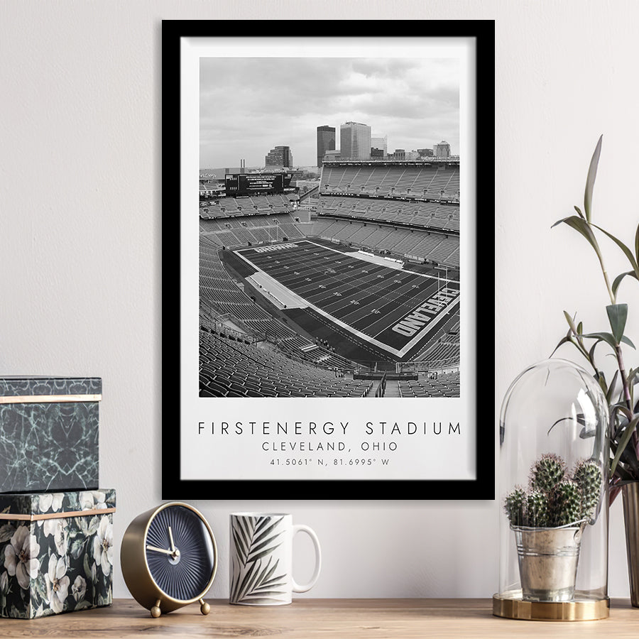 Firstenergy Stadium Cleveland Browns Football Lovers Black And White Art Framed Art Prints Wall Art Decor, Framed Picture