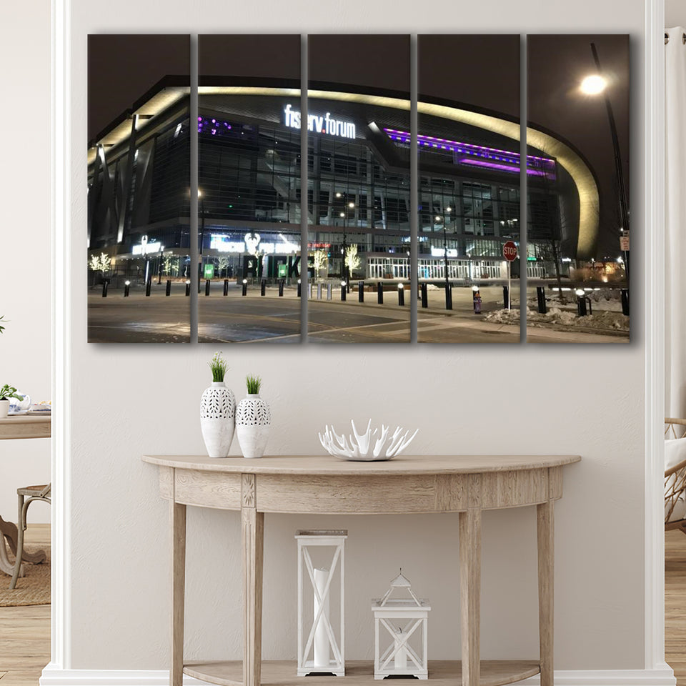 Fiserv Forum Arena at Night, Stadium Canvas, Sport Art, Gift for him, Multi Panels B, Canvas Prints Wall Art Decor