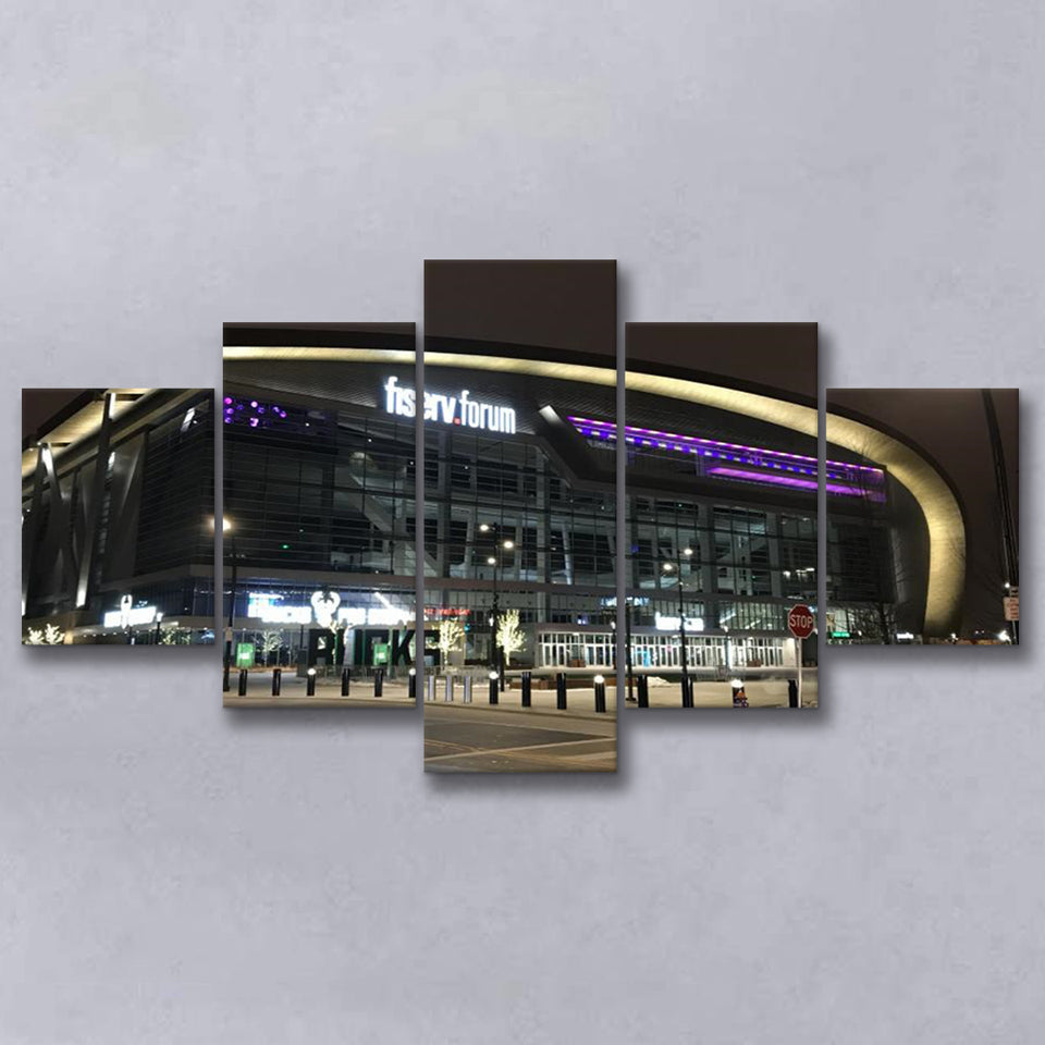 Fiserv Forum Arena at Night, Stadium Canvas, Sport Art, Large Canvas, Multi Panels, Canvas Prints Wall Art Decor