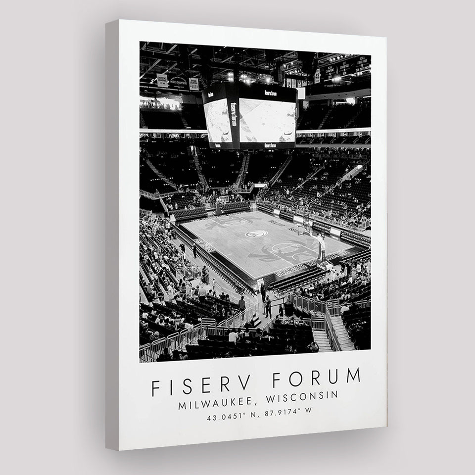 Fiserv Forum Milwaukee Bucks Basketball Lovers Black And White Art Canvas Prints Wall Art Home Decor