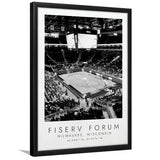 Fiserv Forum Milwaukee Bucks Basketball Lovers Black And White Art Framed Art Prints Wall Art Decor, Framed Picture