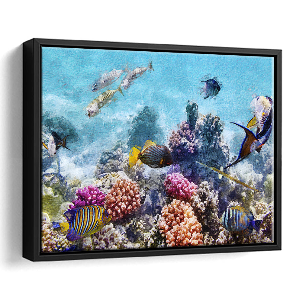 Fish Underwater Cool Framed Canvas Prints Wall Art Decor - Paiting Canvas, Art Prints, Floating Frame