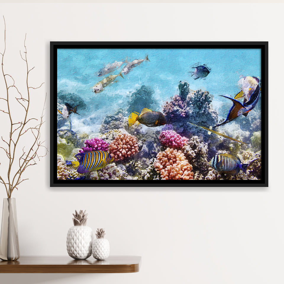 Fish Underwater Cool Framed Canvas Prints Wall Art Decor - Paiting Canvas, Art Prints, Floating Frame