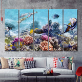 Fish Underwater Cool 5 Piece B Canvas Prints Wall Art Decor - Painting Canvas, Multi Panels