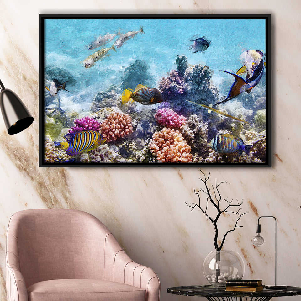 Fish Underwater Cool Framed Canvas Prints Wall Art Decor - Paiting Canvas, Art Prints, Floating Frame