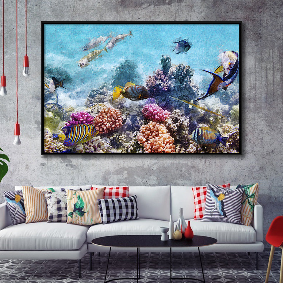 Fish Underwater Cool Framed Canvas Prints Wall Art Decor - Paiting Canvas, Art Prints, Floating Frame