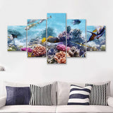 Fish Underwater Cool 5 Piece Canvas Prints Wall Art Decor - Painting Canvas, Multi Panels