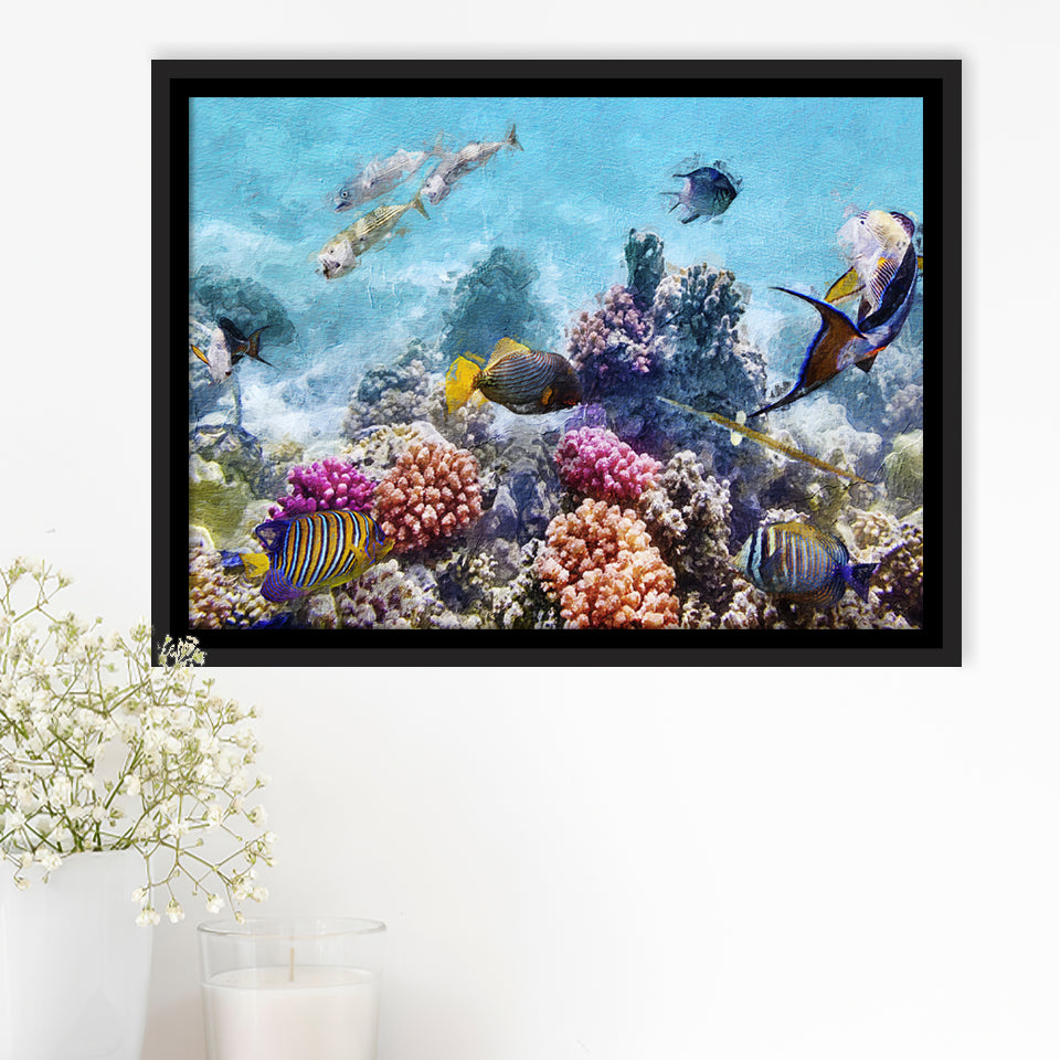 Fish Underwater Cool Framed Canvas Prints Wall Art Decor - Paiting Canvas, Art Prints, Floating Frame