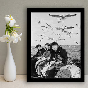 Fishermen Photo Black And White Print, Fishing Boat Framed Art Print Wall Art Decor,Framed Picture