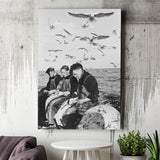 Fishermen Photo Black And White Print, Fishing Boat Canvas Prints Wall Art Home Decor