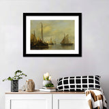 Fishing Boats On Calm Water 1840 50 Dutch Painting Oil On Panel Wall Art Print - Framed Art, Framed Prints, Painting Print