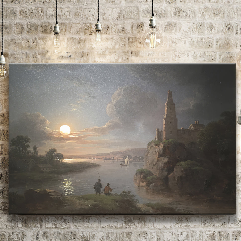 Fishing By Moonlight By Sebastian Pether Canvas Prints Wall Art - Painting Canvas, Art Prints, Wall Decor