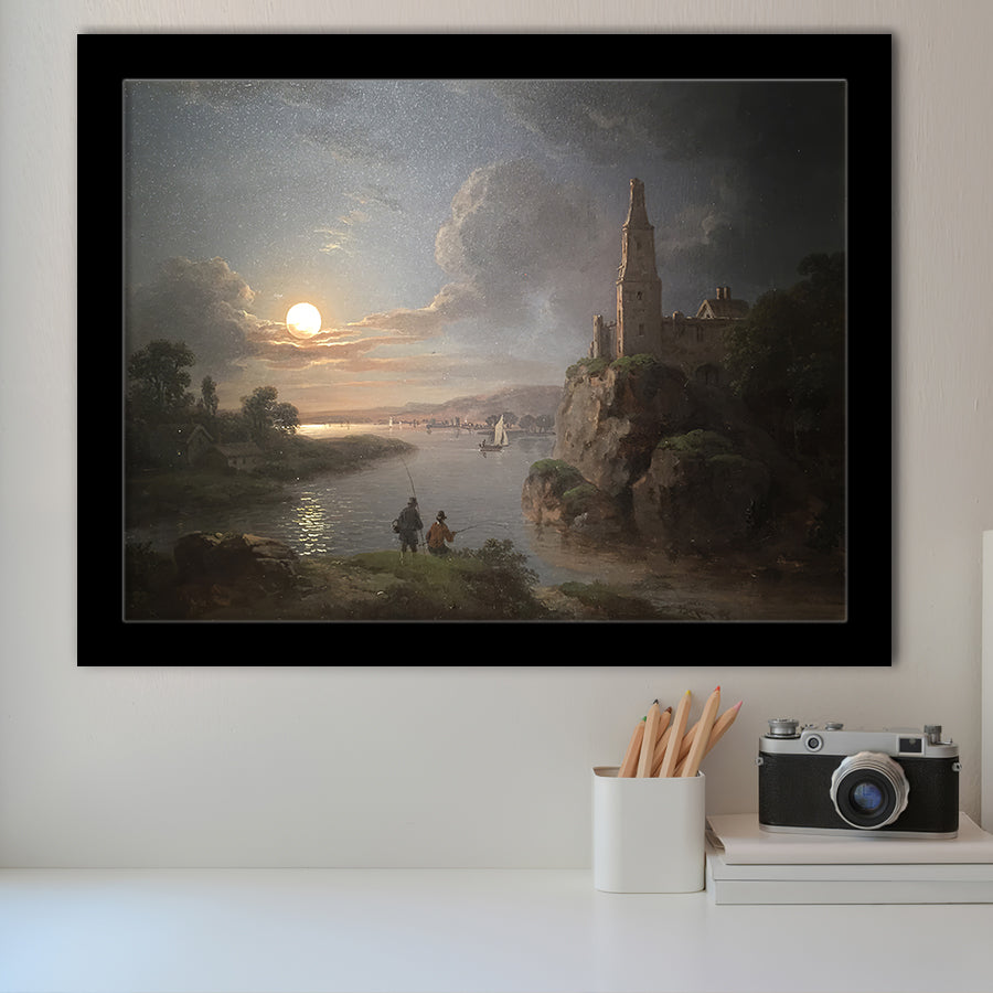 Fishing By Moonlight By Sebastian Pether Framed Art Prints Wall Art Decor - Painting Prints, Framed Picture