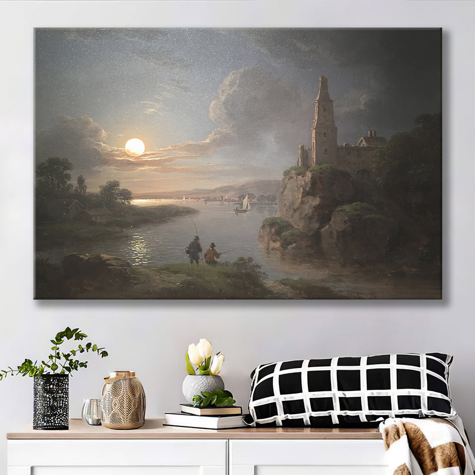 Fishing By Moonlight By Sebastian Pether Canvas Prints Wall Art - Painting Canvas, Art Prints, Wall Decor