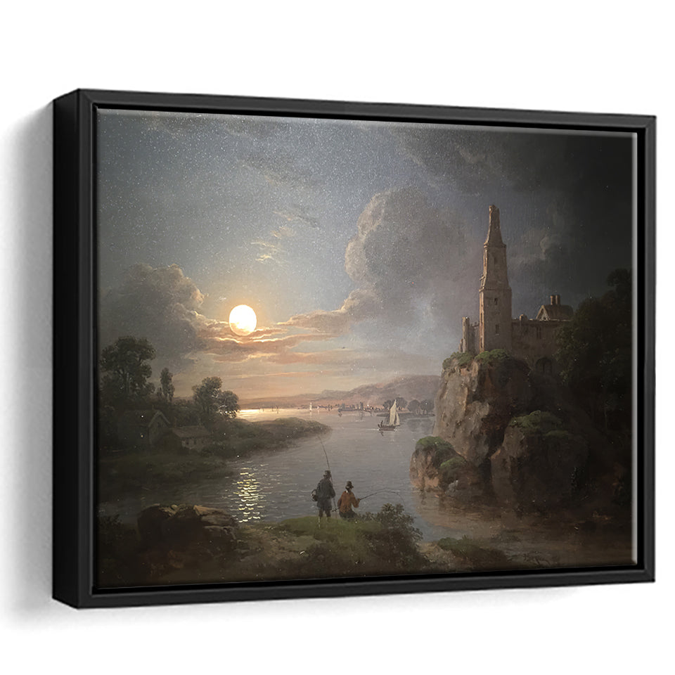 Fishing By Moonlight By Sebastian Pether Framed Canvas Prints Wall Art - Painting Canvas, Floating Frame, Wall Decor