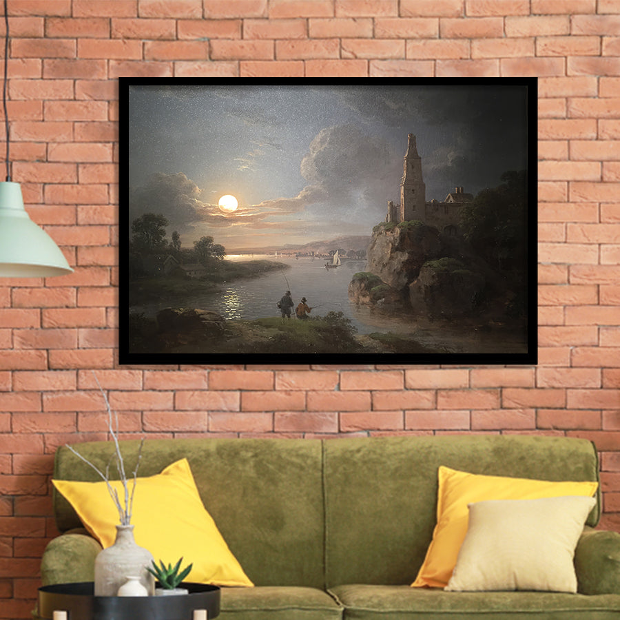 Fishing By Moonlight By Sebastian Pether Framed Art Prints Wall Art Decor - Painting Prints, Framed Picture