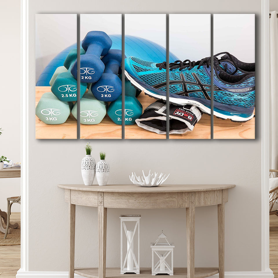 Fitness Motivation, Sporty Girl Gift Workout Motivation Fitness 5 Panels B,Large Canvas,Canvas Prints Wall Art Home Decor