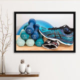 Fitness Motivation, Sporty Girl Gift Workout Motivation Fitness Framed Canvas Prints Wall Art Decor, Black Floating Frame