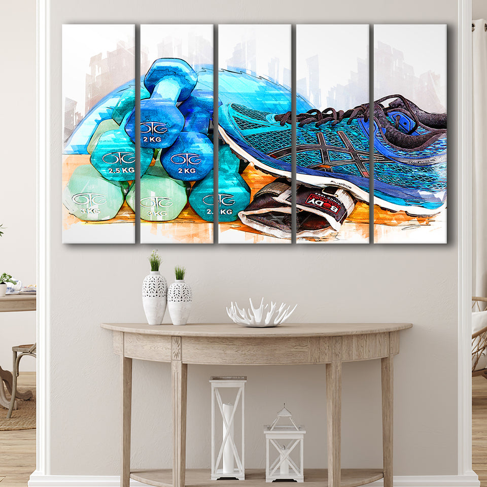 Fitness 5 Piece B Canvas Prints Wall Art Decor, Multi Panels,Large Canvas, Home Decor
