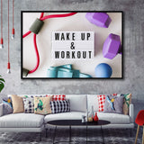 Fitness, Workout Motivation Canvas Art Framed Canvas Prints Wall Art Decor, Black Floating Frame