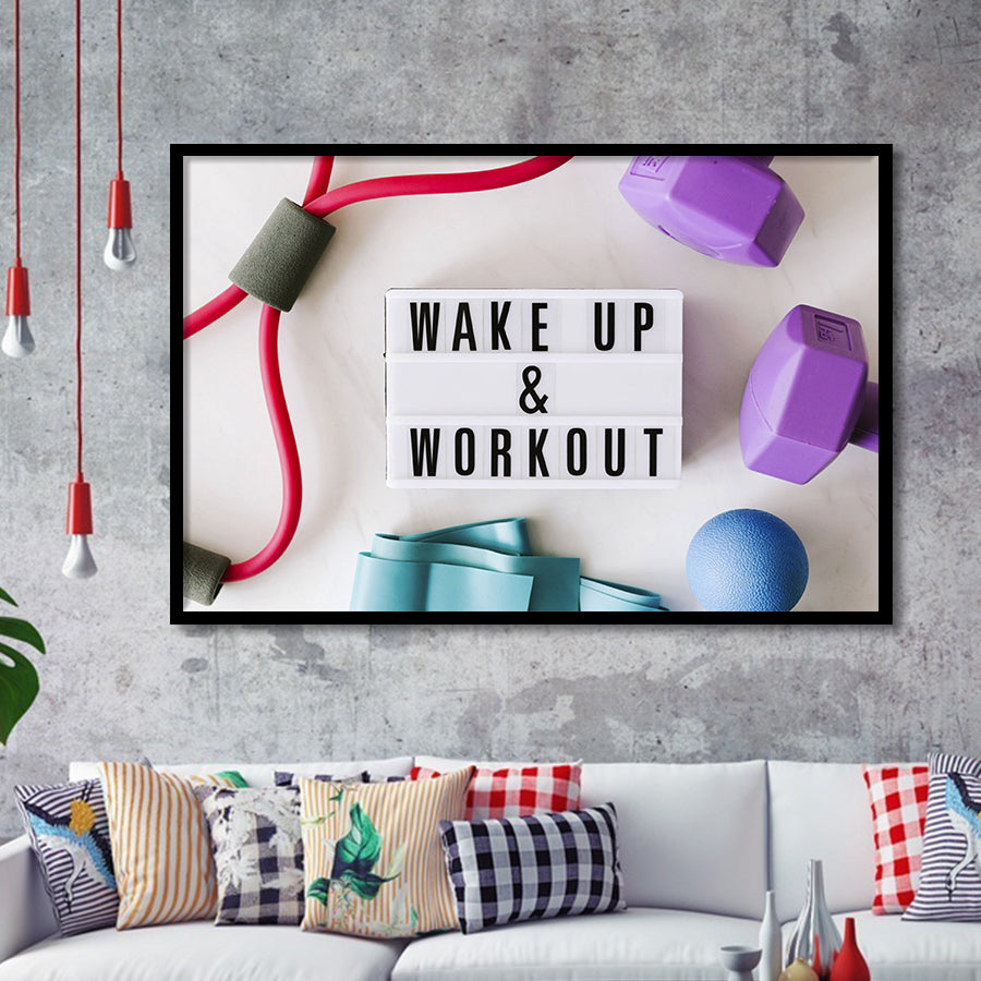 Fitness, Workout Motivation Art Framed Art Prints Wall Art Decor,Black Frame, Ready to hang
