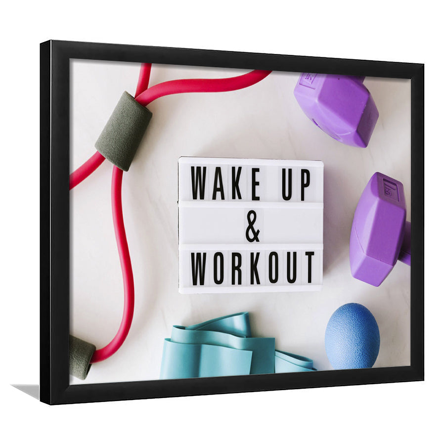 Fitness, Workout Motivation Art Framed Art Prints Wall Art Decor,Black Frame, Ready to hang