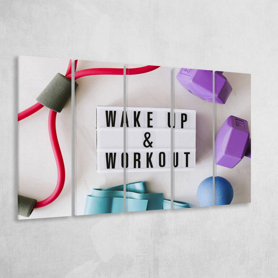 Fitness, Workout Motivation Canvas Art 5 Panels B,Large Canvas,Canvas Prints Wall Art Home Decor