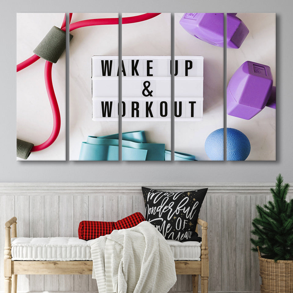 Fitness, Workout Motivation Canvas Art 5 Panels B,Large Canvas,Canvas Prints Wall Art Home Decor