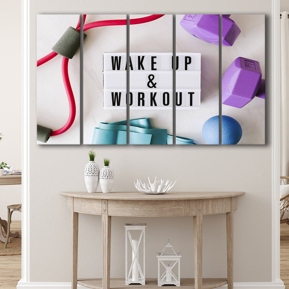 Fitness, Workout Motivation Canvas Art 5 Panels B,Large Canvas,Canvas Prints Wall Art Home Decor