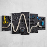 Fitness Wall Art Workout Wall Art Fitness Decor 5 Piece Canvas Prints Wall Art Decor, Multi Panels, Mixed Canvas