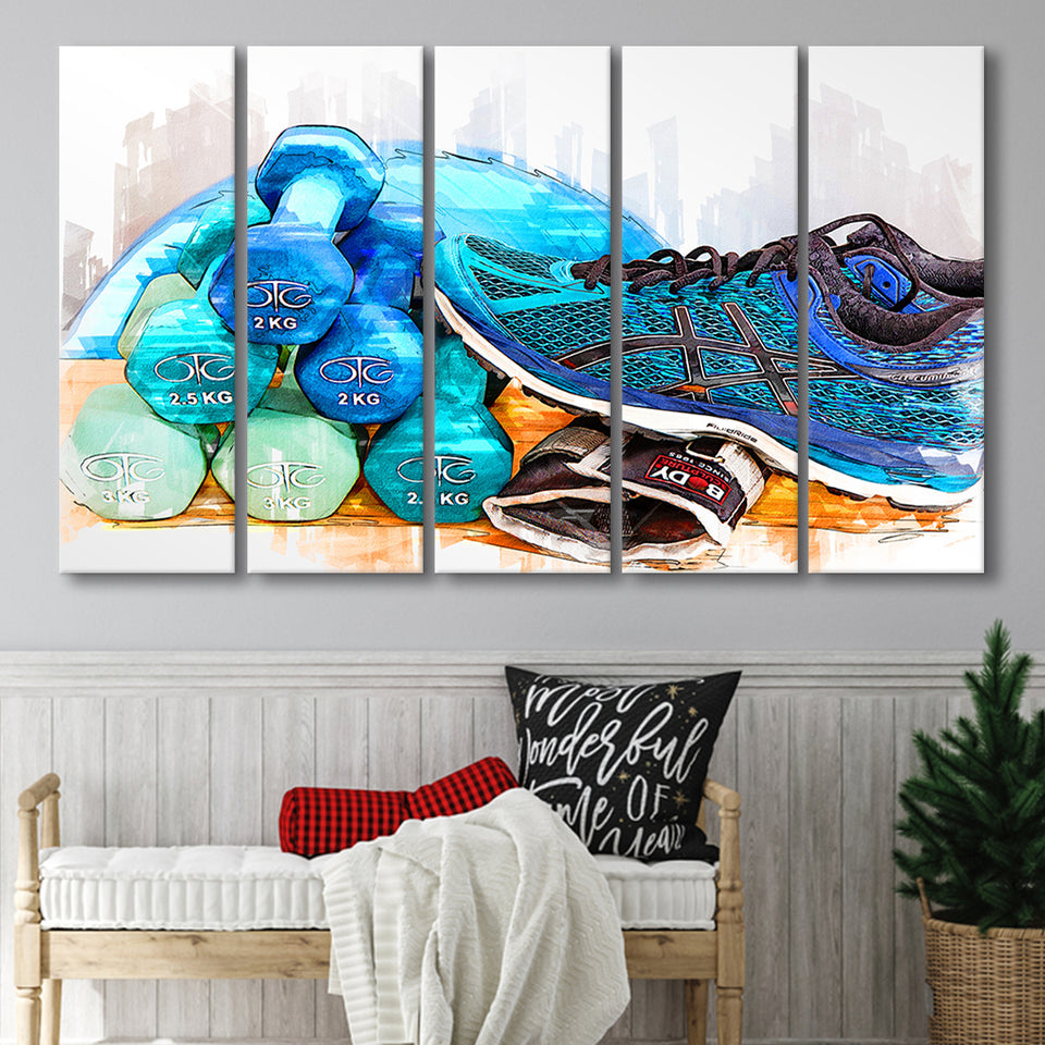 Fitness 5 Piece B Canvas Prints Wall Art Decor, Multi Panels,Large Canvas, Home Decor