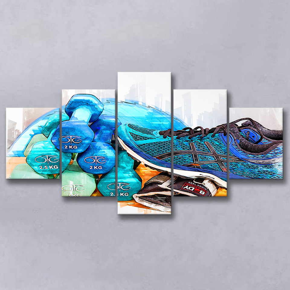 Fitness 5 Pieces Canvas Prints Wall Art Decor - Painting Canvas, Mixed Canvas, Multi Panels